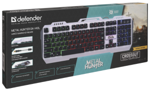 клавиатура defender metal hunter gk-140l ru,rgb подсветка,19 anti-ghost, usb