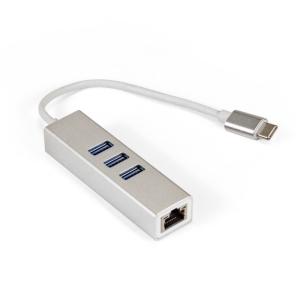 Кабель-адаптер ExeGate EXE-77C-45 (USB3.0 Type C --> 3xUSB3.0 + 1xRJ45 UTP 1000Mbps RTL8153, корпус 
