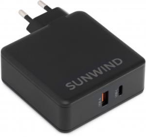 Зарядное устройство SunWind SWWB0 100W 5A (PD+QC) USB/USB Type-C универсальное черный (SWWB0H1100BK)