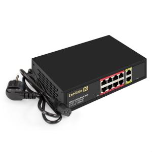 Коммутатор неуправляемый ExeGate EDES-1010D.8PoE-96W (10-портовый UTP 10/100 Base-Tx: 8 портов IEEE 