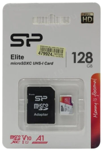 Карта памяти MicroSD 128Гб Silicon Power SP128GBSTXBV1V20SP Elite + adapter