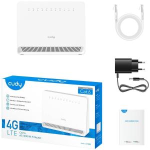 Модем CUDY AC1200 Wi-Fi 4G LTE-Cat6 Gigabit Router, 4 10/100/1000M RJ45 Ports, Nano SIM Slot, Quecte