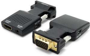 Переходник HDMI F-->VGA15М  (с HDMI на VGA)  для подключения к цифровому HDMI выходу аналогового VGA