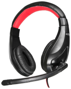 Наушники с микрофоном Oklick HS-L100 черный/красный 2м мониторные оголовье (NO-530)