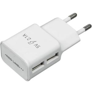 Зарядное устройство Redline NT-2A 2.1A 2xUSB белый 