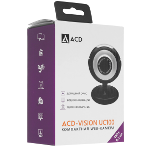 Вебкамера ACD WEB Камера ACD-Vision UC100 CMOS 0.3МПикс, 640x480p, 30к/с, микрофон встр., USB 2.0, у