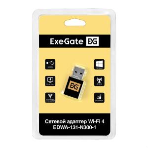 Сетевой адаптер Wi-Fi 4 ExeGate EDWA-131-N300-1 (Беспроводной USB адаптер, Wi-Fi N (b/g/n), чипсет R