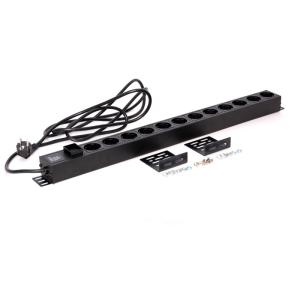 Блок розеток KRAULER KRA-PDU-12 220в, длина 700мм(18U и выше) 12 розеток с заземлением, со шнуром 3м