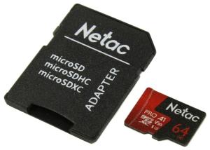 Карта памяти MicroSD 64Гб Netac NT02P500PRO-064G-R P500 