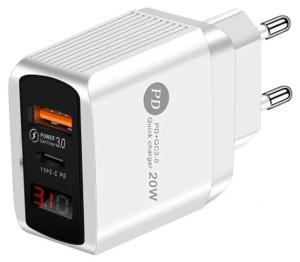 Зарядное устройство Wiiix UNNK-4-2-02-QCPD-B 20W 3A (PD+QC) USB-C/USB-A черный