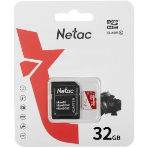 Карта памяти MicroSD 32Гб Netac NT02P500ECO-032G-R P500 Eco + adapter