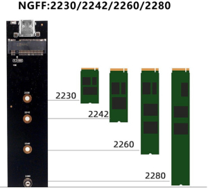мобил рек внешний для ssd m.2 ngff sata type-с 3.1, usb 3.0,  алюминий
