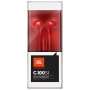 наушники jbl c100si red внутриканальные, 20 гц - 20000 гц, 16ω, проводные, кабель - 1.2 м разъем 3,5