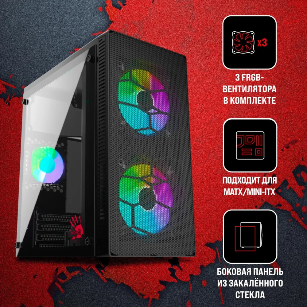 корпус bloody bd-cc101f черный без бп matx