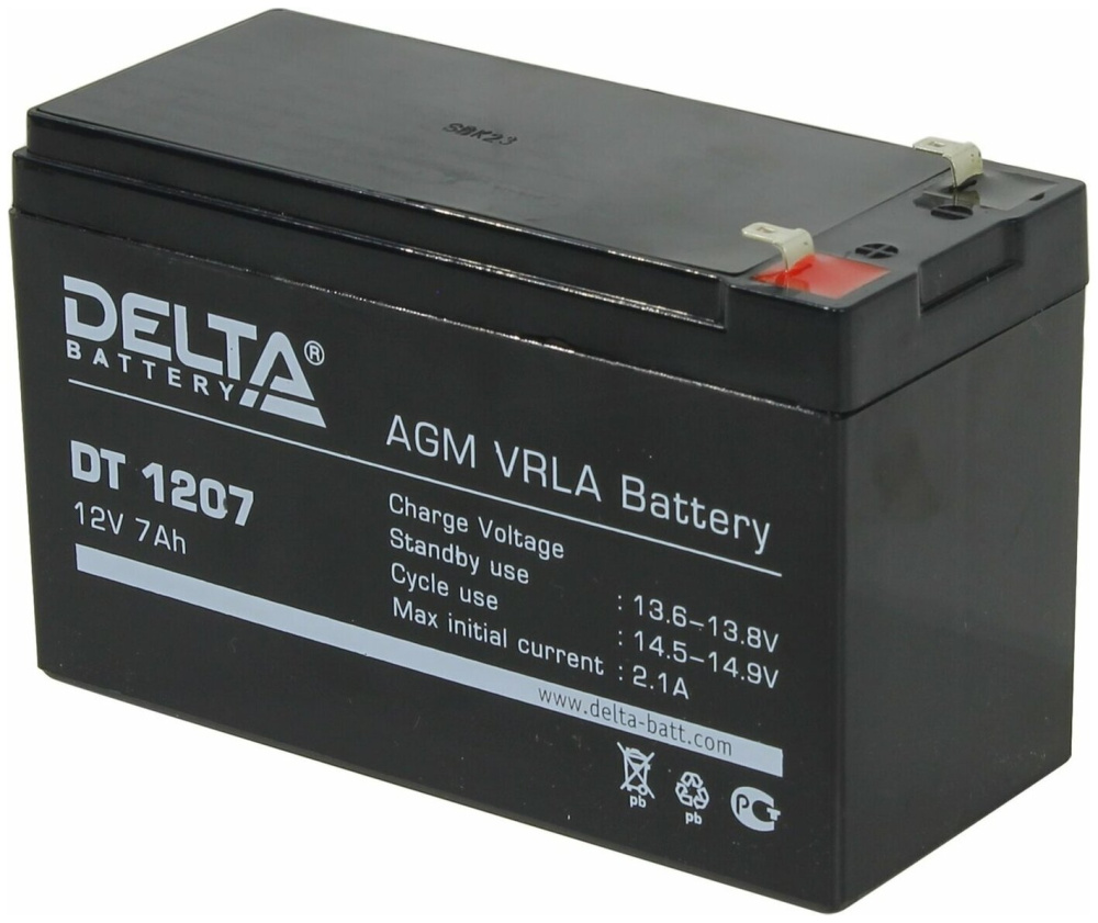 аккумулятор 12v/7ah, delta dt 1207 (151 х 94 х 65  мм)