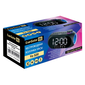 bt-колонка-часы exegate yo 520 (электронные беспроводные с led индикацией, 5вт, 80-20000гц, bluetoot