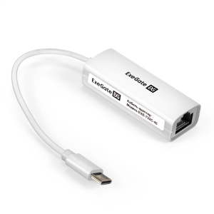 кабель-адаптер exegate exe-732c-45 (usb2.0 type c --> 1xrj45 utp 10mbps/100mbps)