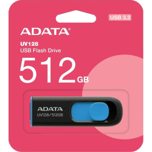 флешка usb 512гб a-data dashdrive uv128 auv128-512g-rbe usb3.0 черный/синий