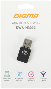 wi-fi адаптер digma dwa-n300c n300 usb 2.0 
