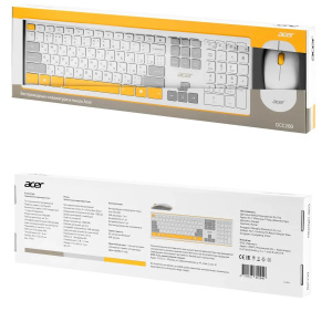 беспроводная клавиатура и мышь acer occ200 желтый/белый usb