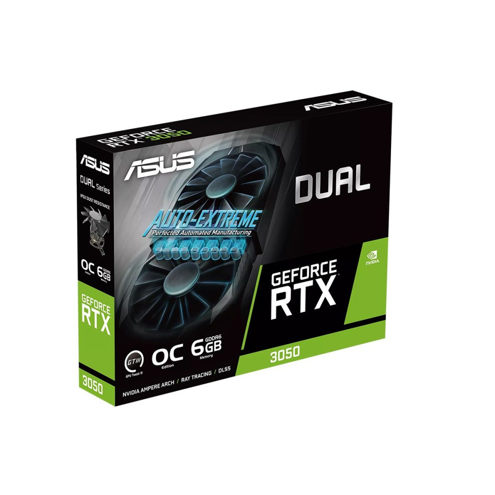 видеокарта asus rtx3050 dual oc dual-rtx3050-o6g 6gb gddr6 96bit dvi dp hdmi 2fan 