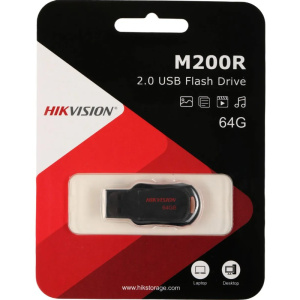 флешка usb 64гб hikvision 64gb m200r hs-usb-m200r/64g usb2.0 черный
