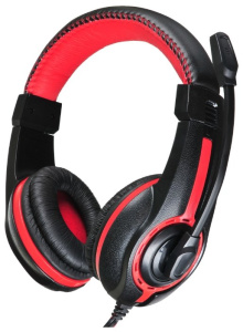 наушники с микрофоном oklick hs-l200 черный/красный 2м мониторные оголовье (y-819) разъем 3,5мм