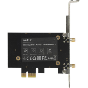 wi-fi адаптер внутренний netis f1 ax3000 pci express (ант.внеш.съем) 2ант. wifi+bt