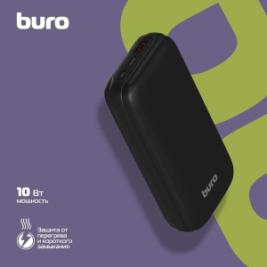 внешний аккумулятор buro bp20a 20000mah 10w 2a usb-a черный (bp20a10pbk)