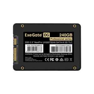 накопитель ssd 2.5" 240gb 3d tlc exegate nextpro uv500ts240 (sata-iii, 3d tlc)