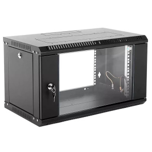 шкаф настенный цмо шрн-эконом (шрн-э-6.350.1-9005) 6u 600x350мм пер.дв.стал.лист 85кг черный 300мм 1