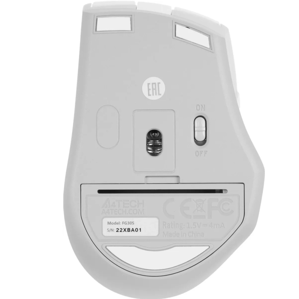беспроводная мышка a4 fstyler fg30s белый/серый оптическая (2000dpi) беспроводная бесшумный клик sil
