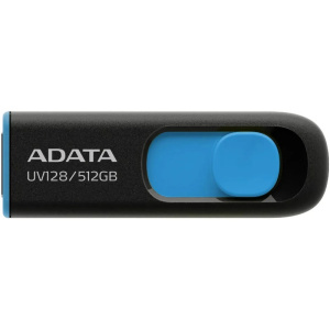 флешка usb 512гб a-data dashdrive uv128 auv128-512g-rbe usb3.0 черный/синий