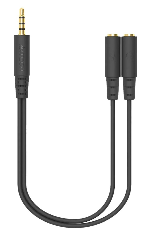 переходник 2x3.5mm-3.5mm (3,5 (мама) вход 2шт на 1 выход 3.5mm (папа)) a4tech ad-3p 0.2м. черный