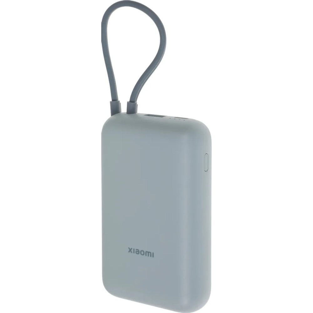 внешний аккумулятор xiaomi power bank 10000mah (встроенный кабель) ледяной синий gl