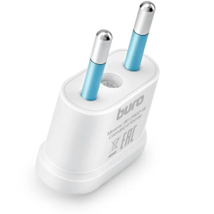 переходник питания buro bu-pa02-w евро-вилка, плоская - на обычную (1 розетка) белый (пакет пэ)