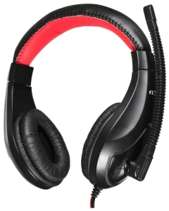 наушники с микрофоном oklick hs-l100 черный/красный 2м мониторные оголовье (no-530)