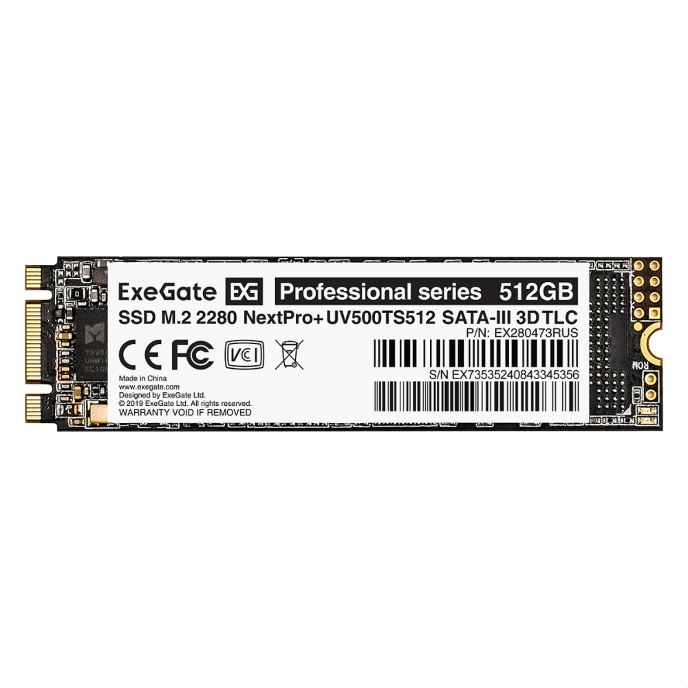 накопитель ssd m.2 2280 sata 512gb 3d tlc exegate nextpro+ m2uv500ts512 (sata-iii, 22x80mm, 3d tlc)