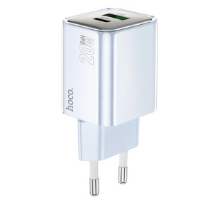 зарядное устройство hoco n46 glorious 20w 3a синий (pd+qc+afc) usb-a+type-c универсальное 