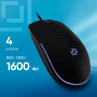 мышка oklick 100m черный оптич. 1600dpi usb 4but (1909417)