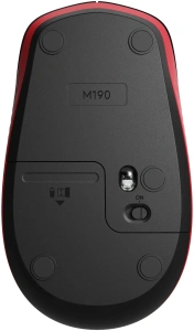 беспроводная мышка logitech m190 910-005908 черный/красный 1000dpi полноразмерная