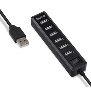 7 портовый хаб buro bu-hub7-1.0-u2.0 7порт. черный