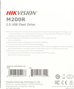 память флеш 16гб hikvision m200r hs-usb-m200r/16g usb2.0 черный