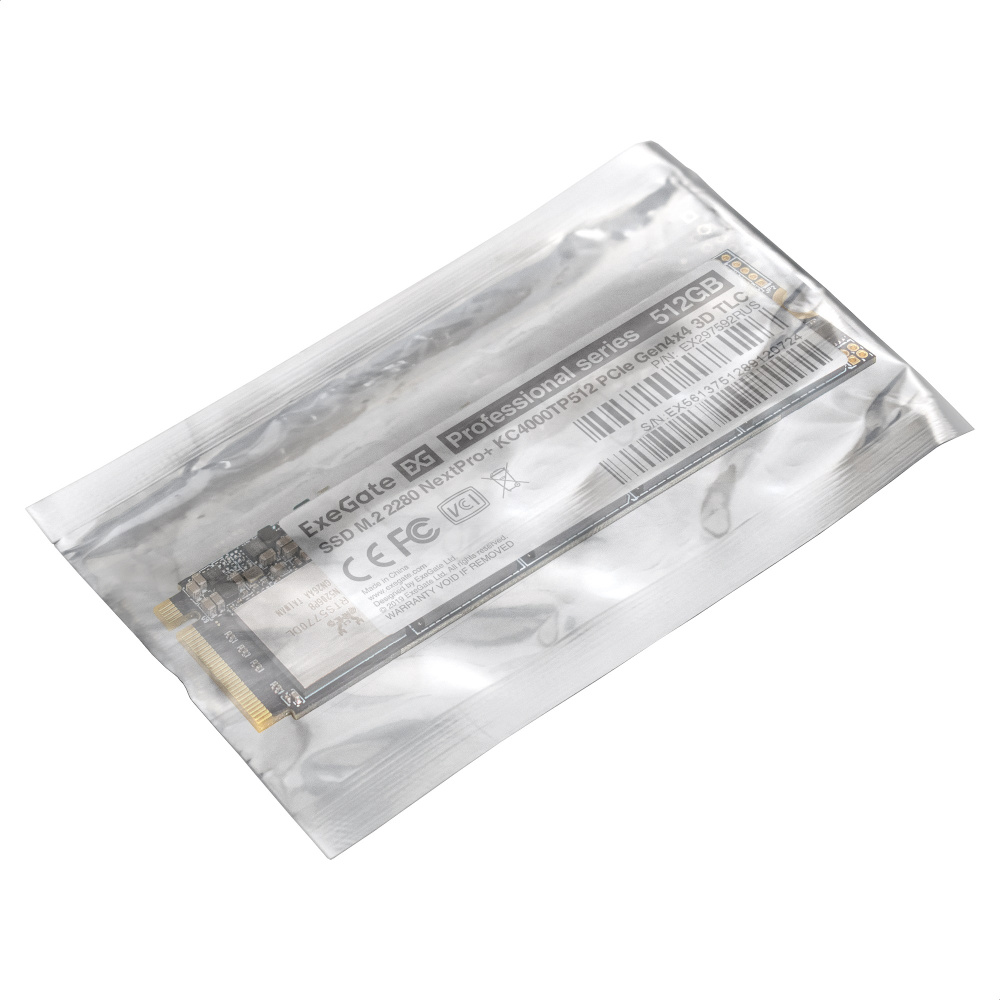 накопитель ssd 512гб exegate nextpro+ kc4000tp512 pcie gen4x4, nvme, 22x80mm, 3d tlc