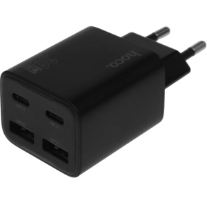 зарядное устройство hoco n56 fundador 30w 3a (pd) 2xusb+2хusb type-c универсальное черный