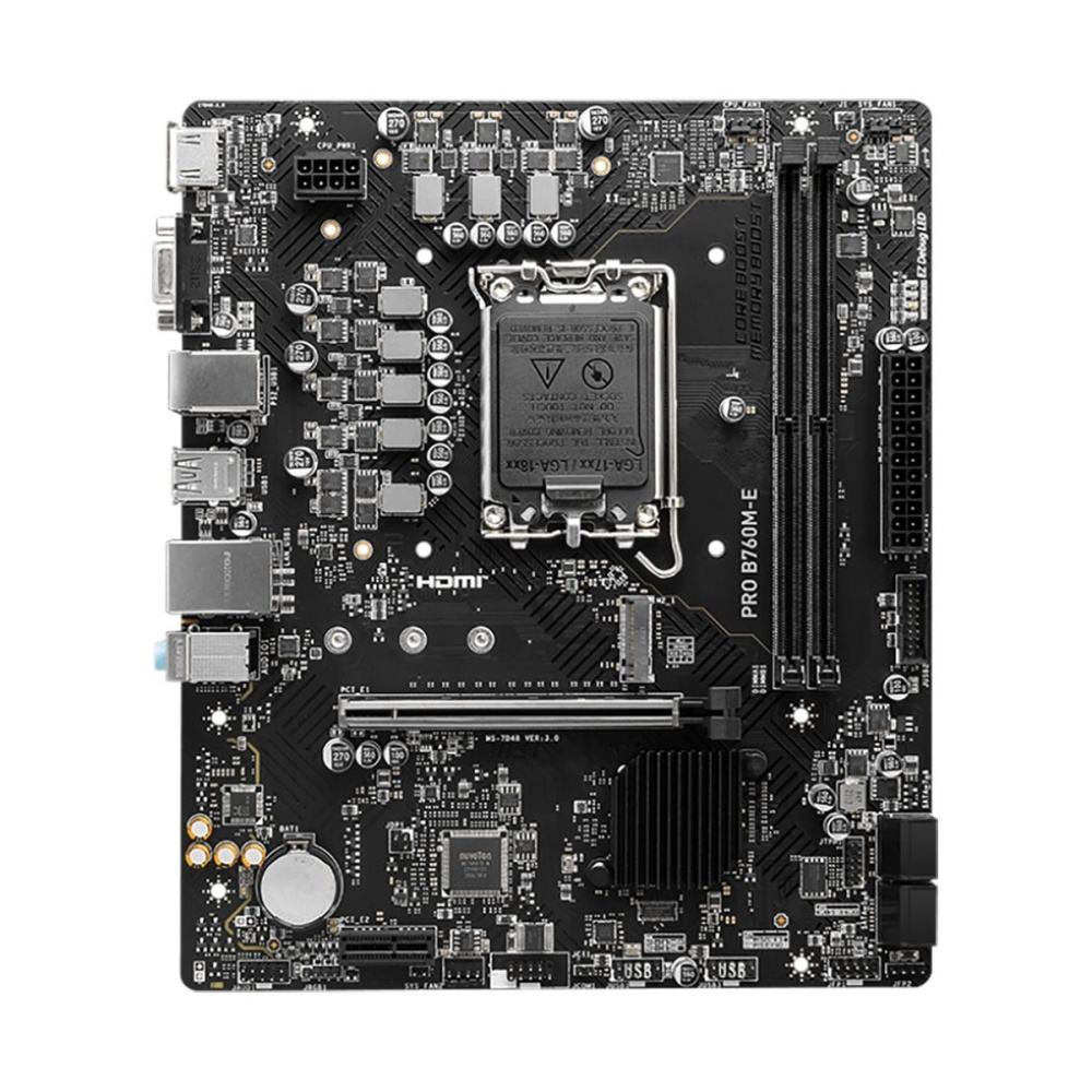 материнская плата msi pro b760m-e b760, lga1700, 2*ddr5, 1*pciex16, 1*pciex1, 1*m.2, 4*usb3.2 gen1, 