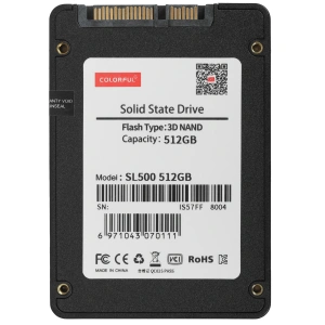 накопитель ssd 2.5 colorful sl500 512gb 2.5" client sata 6gb/s, 500/450, 3d nand,160tbw, 0