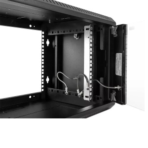 шкаф настенный цмо шрн-эконом (шрн-э-6.350.1-9005) 6u 600x350мм пер.дв.стал.лист 85кг черный 300мм 1