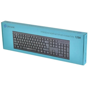 клавиатура oklick 120m black usb 1083044 мембранная, клавиш - 104, usb type-a, черный
