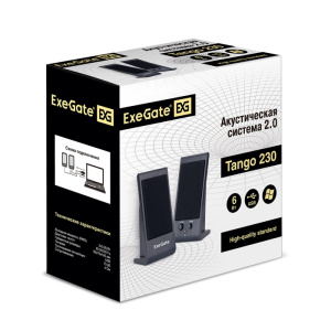 акустическая система 2.0 exegate tango 230 (питание usb, 2х3вт (6вт rms), 80-20000гц, черный, color 